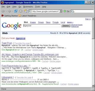 Google Search for TigerPixel on Jan/08/2006